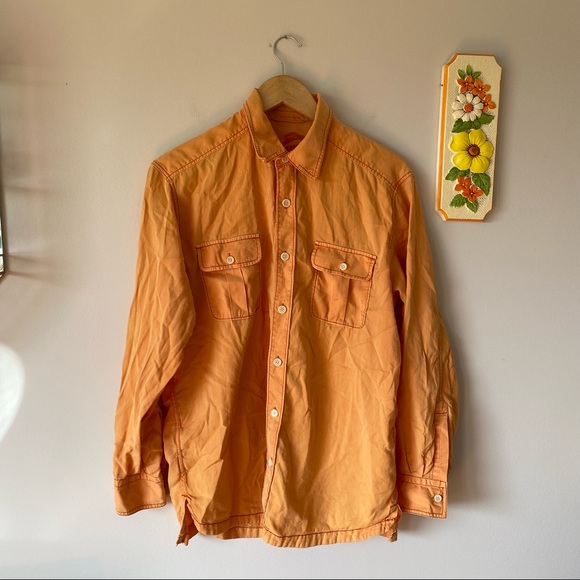 Tommy Bahama Orange Long Sleeve Button Up Top - Picture 7 of 8